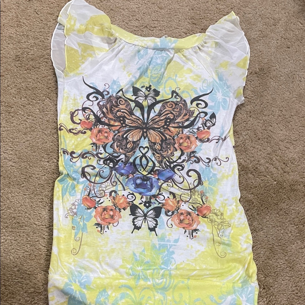 Last Chance‼️Colorful Butterfly Print Top - Picture 6 of 6